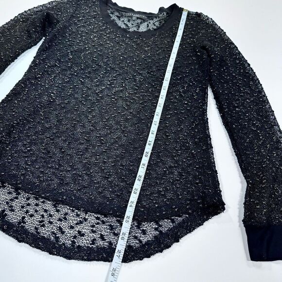 Sanctuary black and gold sheer long sleeve top L - Picture 7 of 10